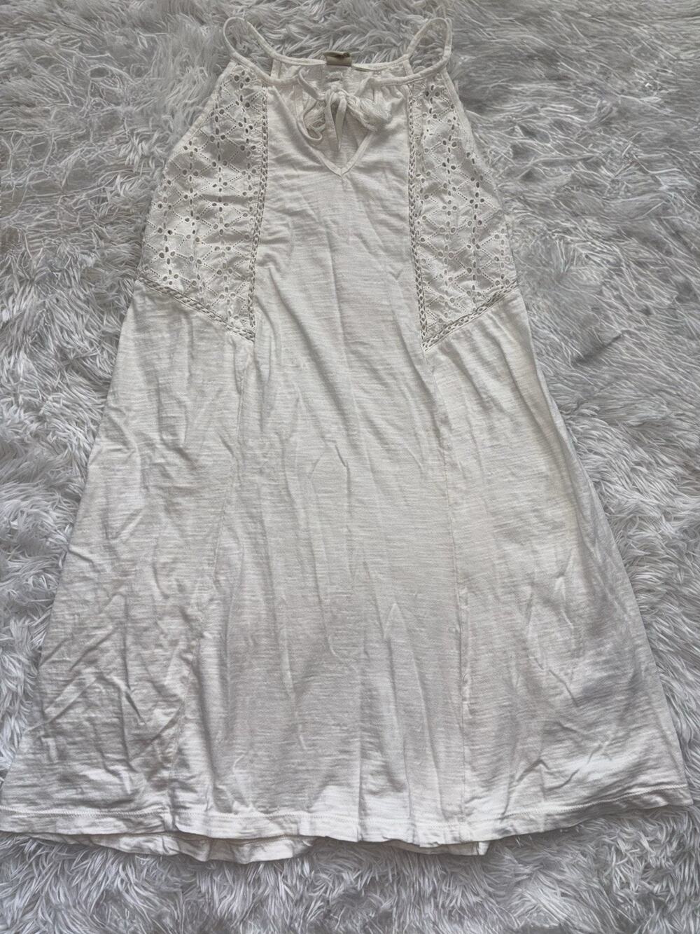 Roxy Women’s L White/ Cream Cotton Lace, Crochet Style Sundress. Soft, Pretty